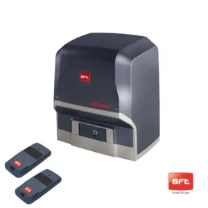 Greitaeigė stumdomų vartų automatika iki 500 kg su valdymo bloku ir dviem pulteliais, skirta greitam vartų atidarymui iki 0,42 m/s